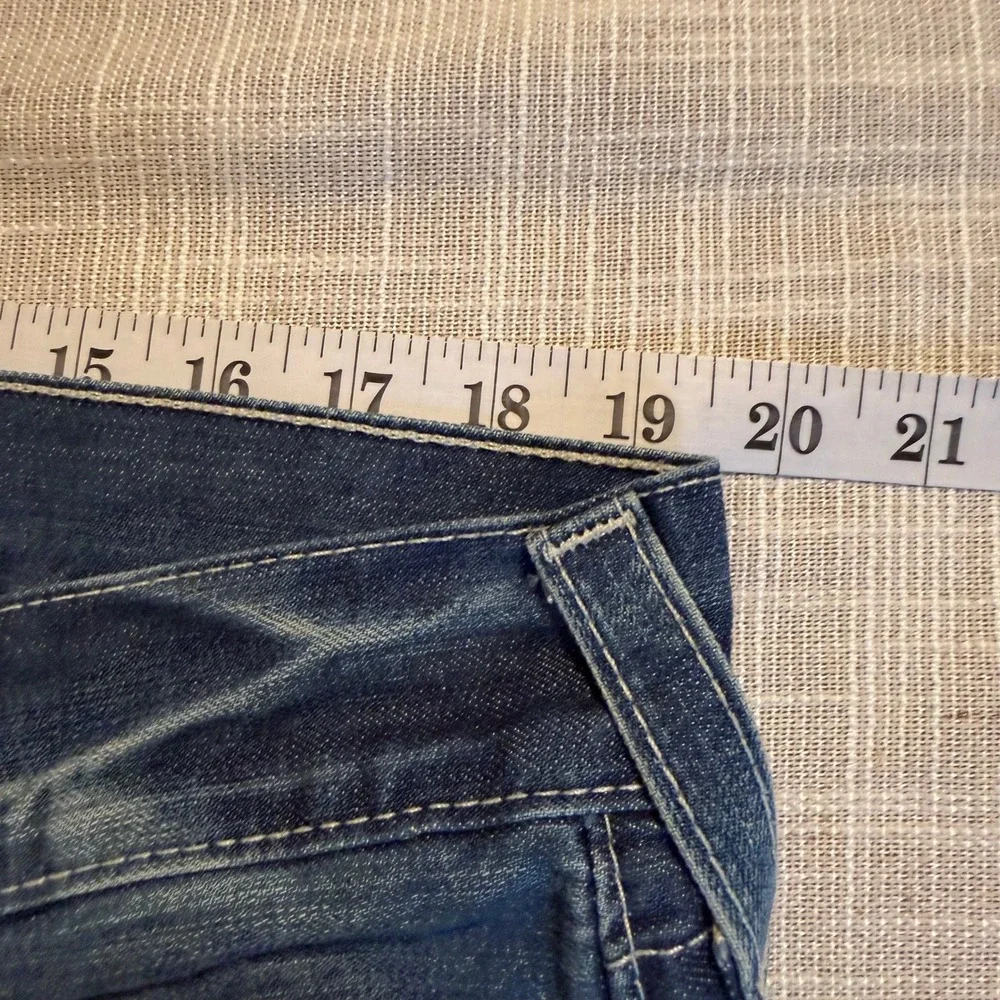 True Religion Mens Section Boot Cut Jeans 38 Blue Thick Stitch Made in USA